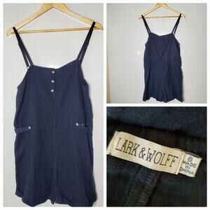 Lark & Wolff Romper Womens Shorts 100% Cotton dark blue Lagenlook romper